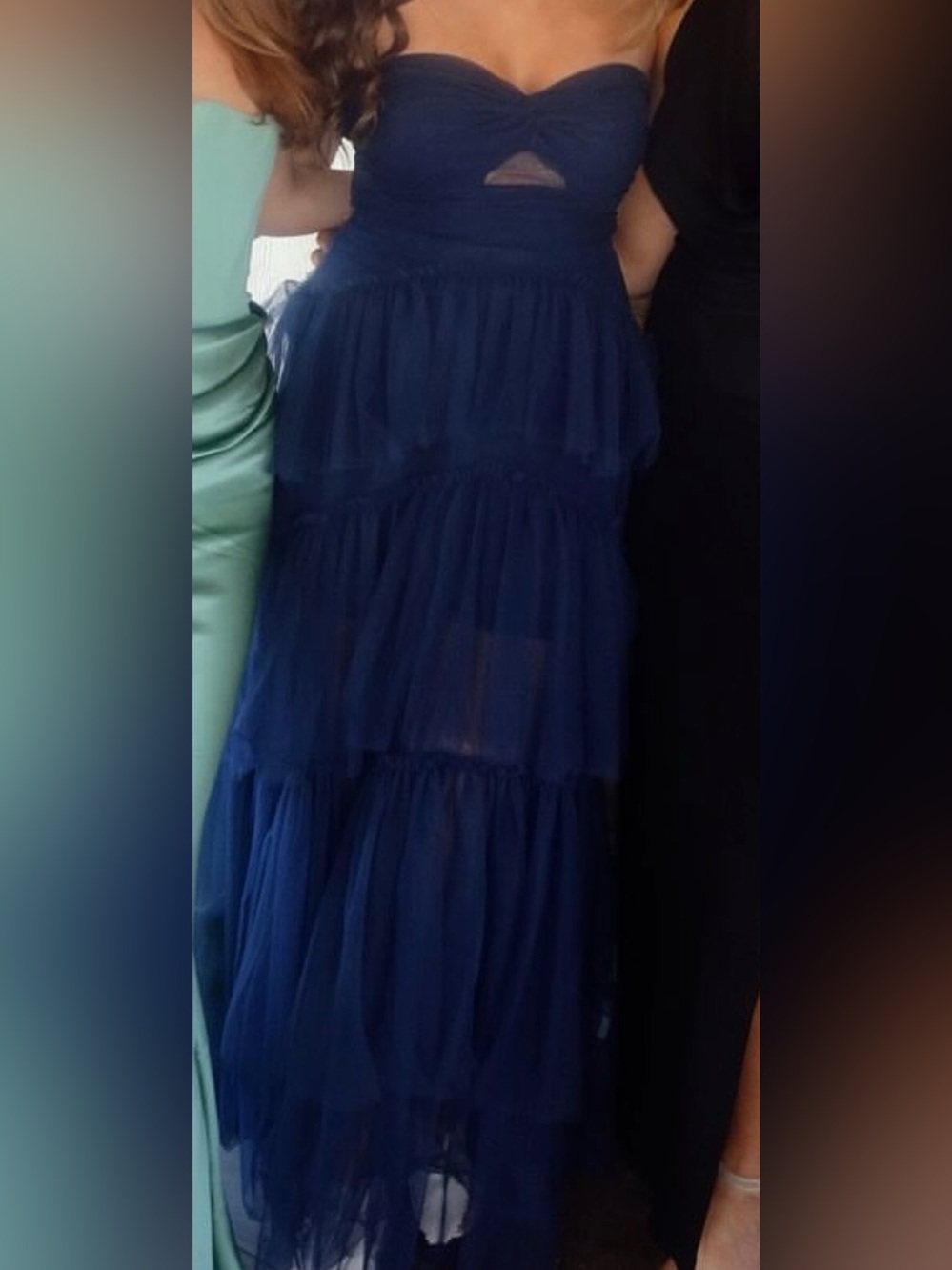 Next / Up Maxi Navy Blue Ruffle Dress